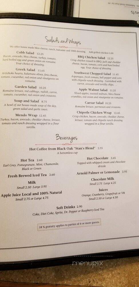 Stan's Maple Cafe - Ukiah, CA menu_pic