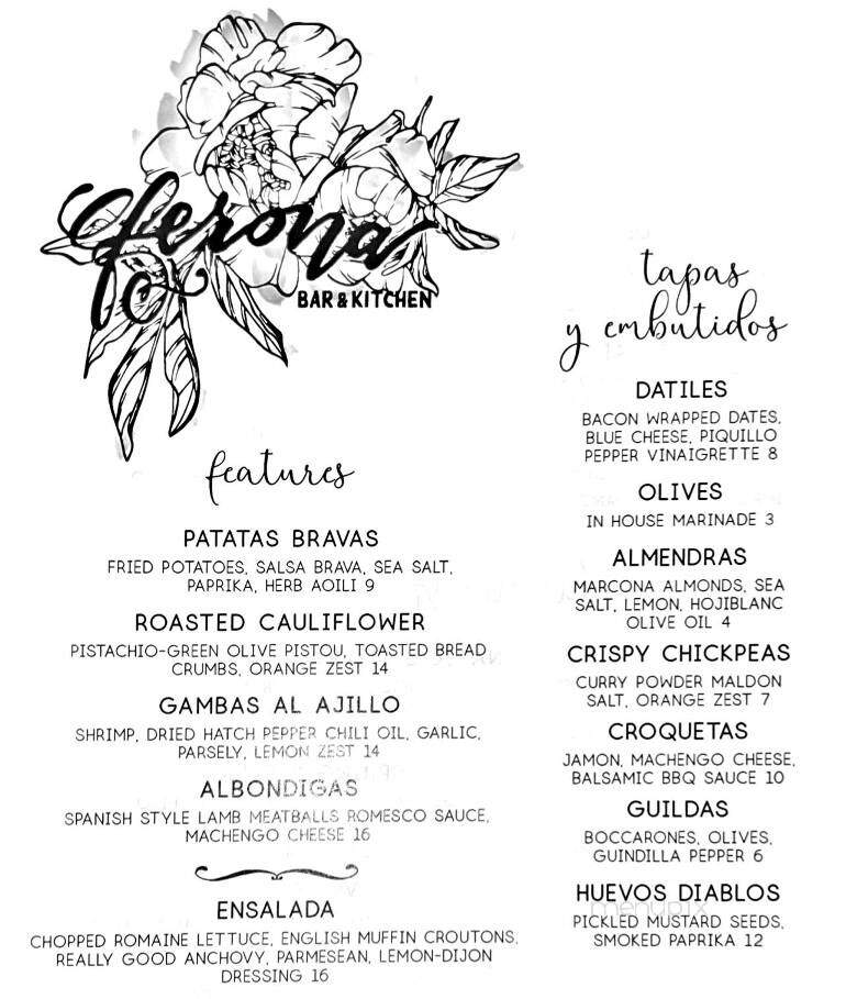 Ferona - Canandaigua, NY menu_pic