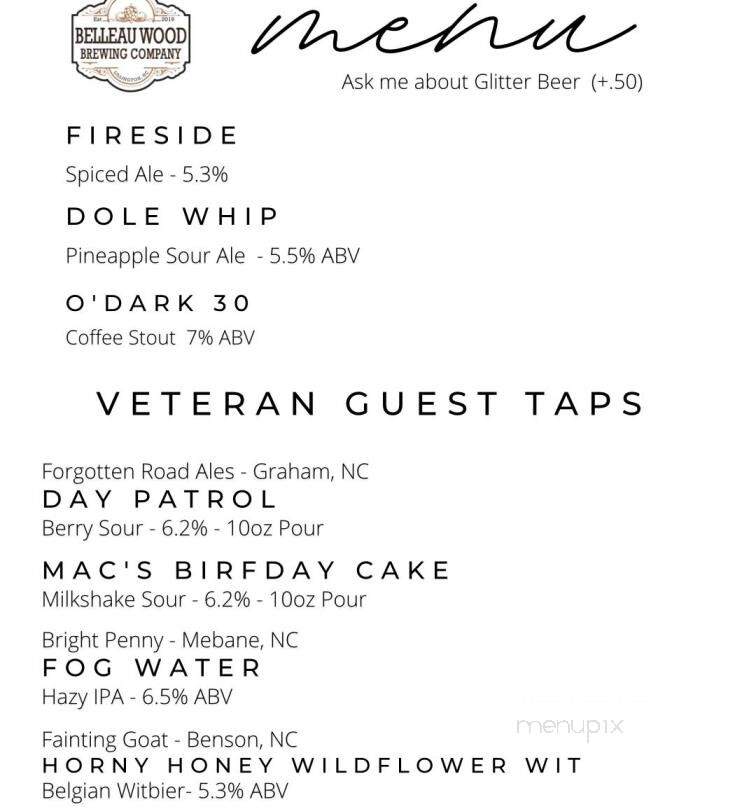Belleau Wood Brewing Company - Lillington, NC menu_pic