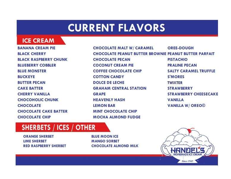 Handel's Homemade Ice Cream - McKinney, TX menu_pic