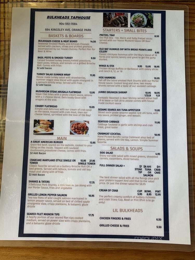 Bulkheads - Orange Park, FL menu_pic