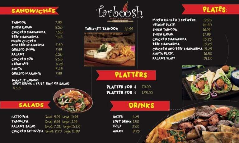 Tarboosh Middle Eastern Bakery and Grill - Windsor, ON menu_pic