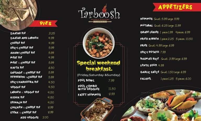 Tarboosh Middle Eastern Bakery and Grill - Windsor, ON menu_pic