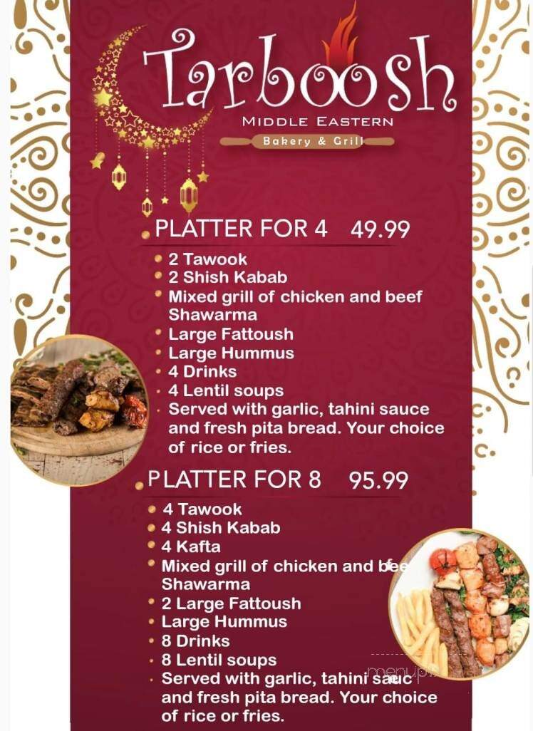 Tarboosh Middle Eastern Bakery and Grill - Windsor, ON menu_pic