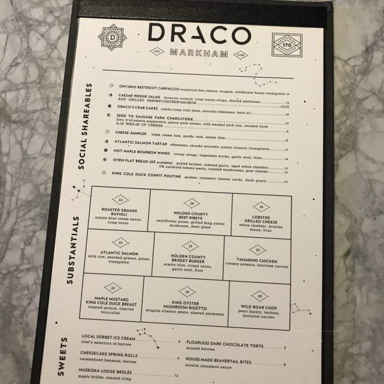 Draco Markham - Markham, ON menu_pic