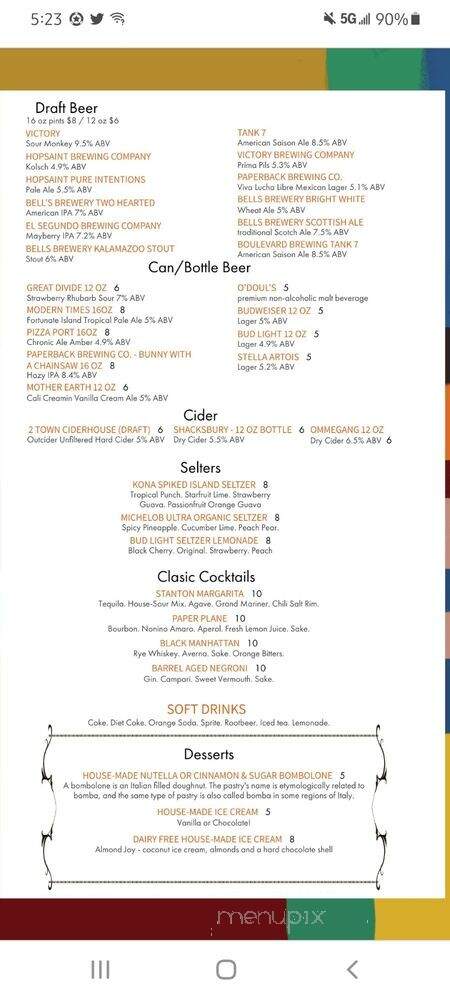 The Stanton HB - Hermosa Beach, CA menu_pic