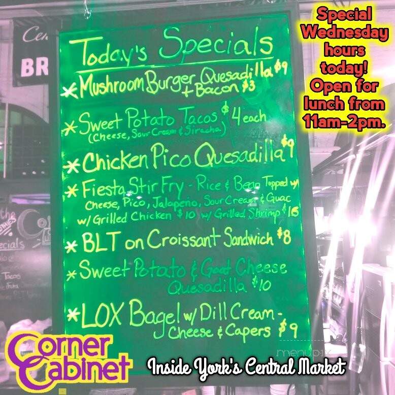 Corner Cabinet - York, PA menu_pic