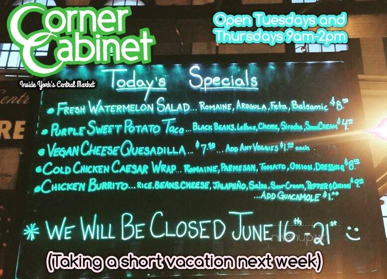 Corner Cabinet - York, PA menu_pic