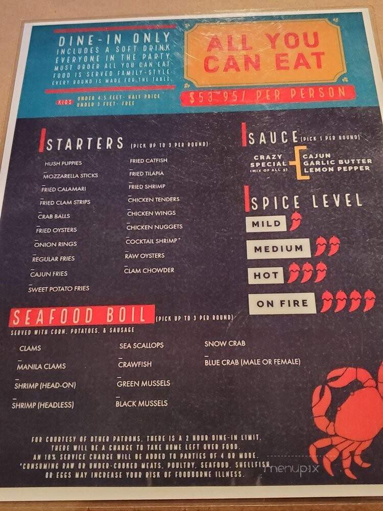 Crazy Crab - Glen Burnie, MD menu_pic
