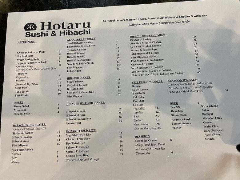 Hotaru Sushi and Hibachi - San Antonio, TX menu_pic