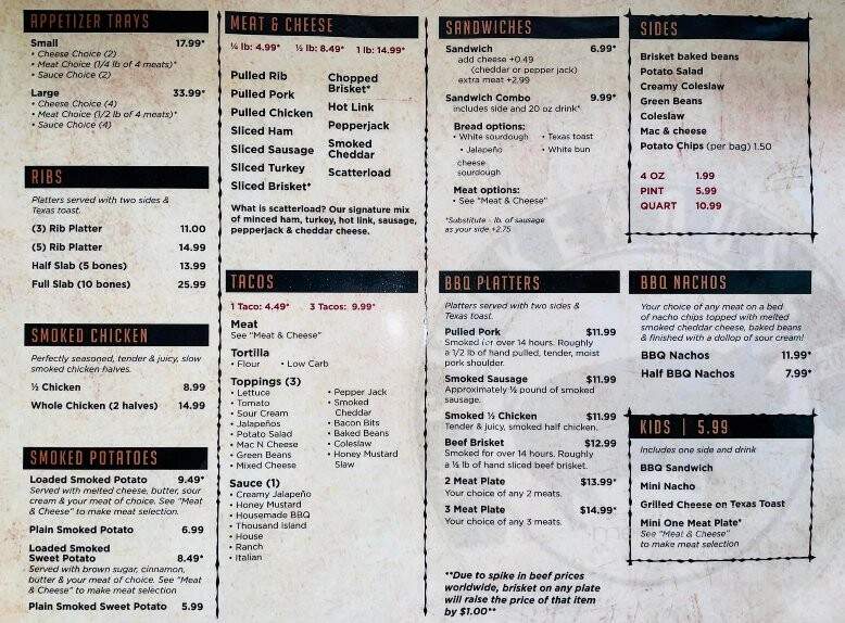 Smokehouse - Hodge, LA menu_pic