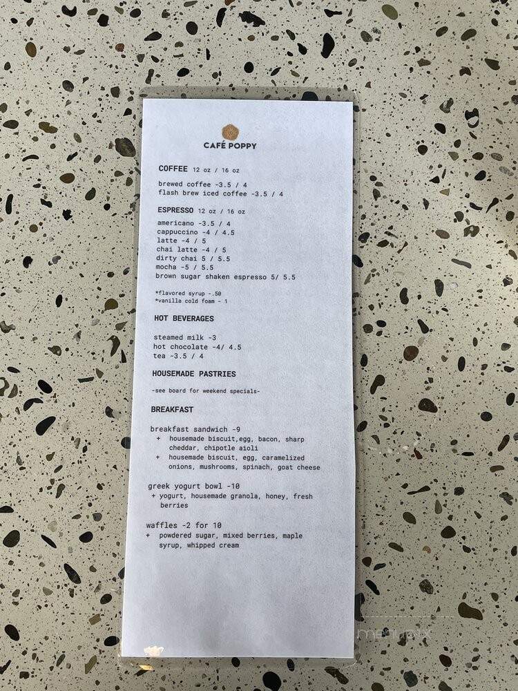 Cafe Poppy - Hopland, CA menu_pic