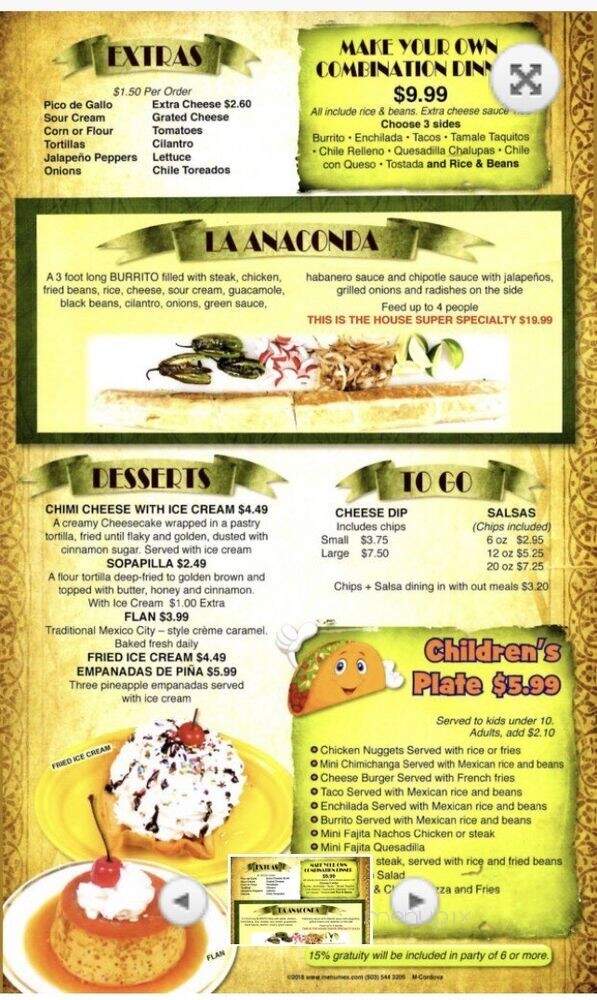 Margaritas - Munford, TN menu_pic