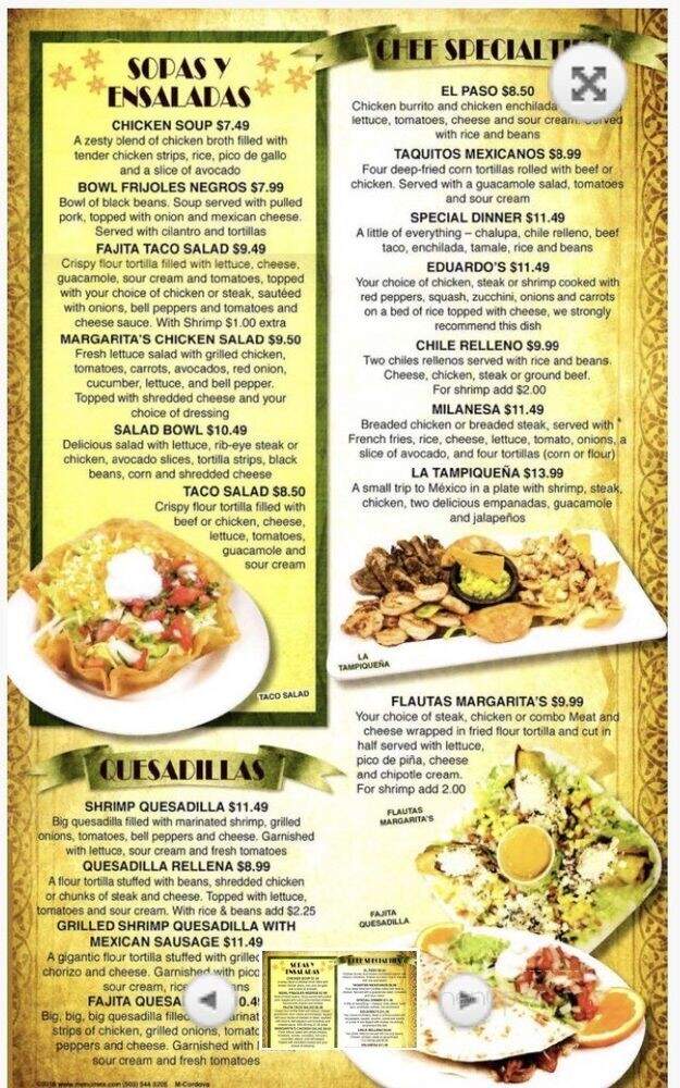 Margaritas - Munford, TN menu_pic