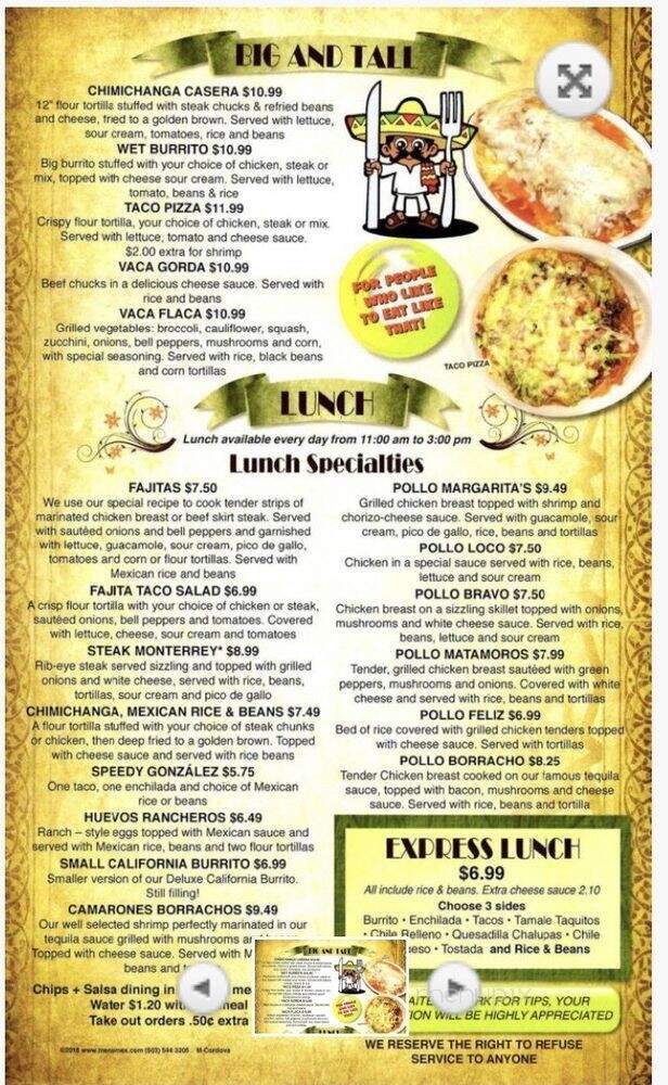 Margaritas - Munford, TN menu_pic