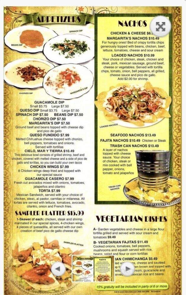 Margaritas - Munford, TN menu_pic