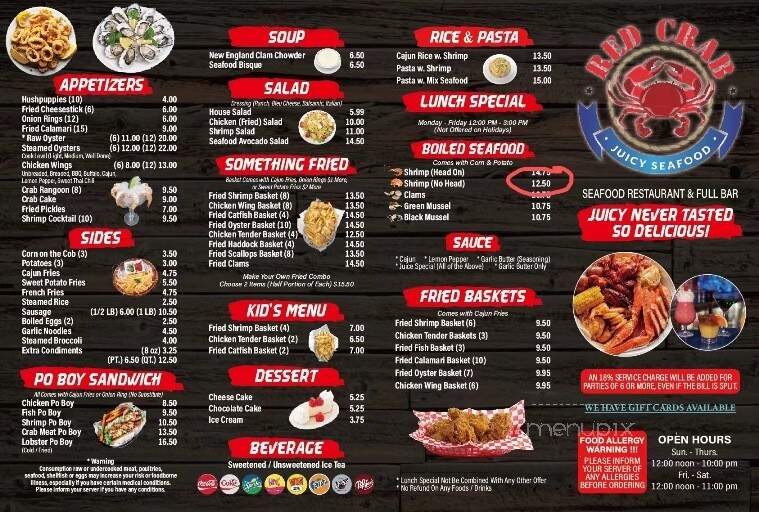 Red Crab Juicy Seafood - Cleveland, OH menu_pic