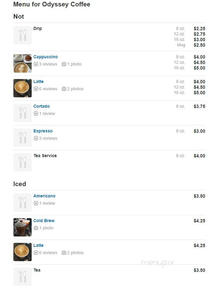 Odyssey Coffee - Ocean Grove, NJ menu_pic