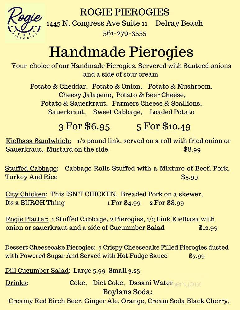 Rogie Pierogies - Delray Beach, FL menu_pic