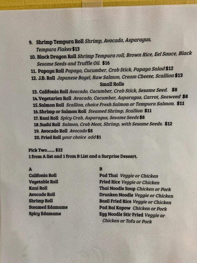 Thai Cuisine - Maryville, TN menu_pic