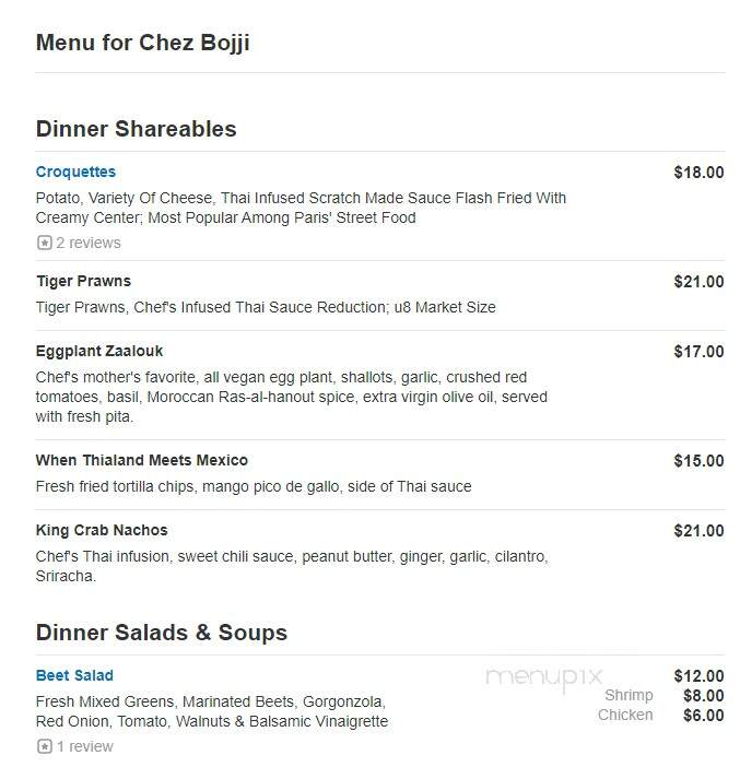 Chez Bojji - Rochester, MN menu_pic