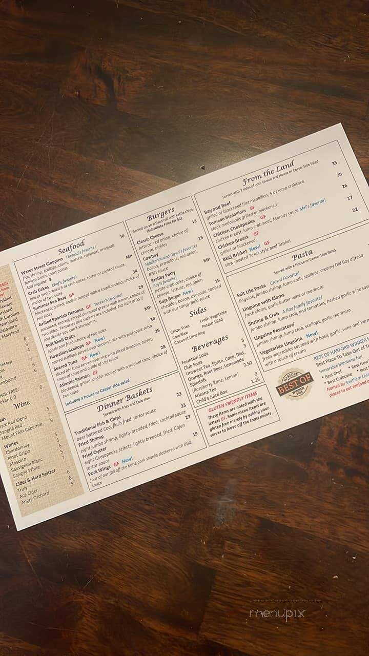 Water Street Seafood - Havre de Grace, MD menu_pic
