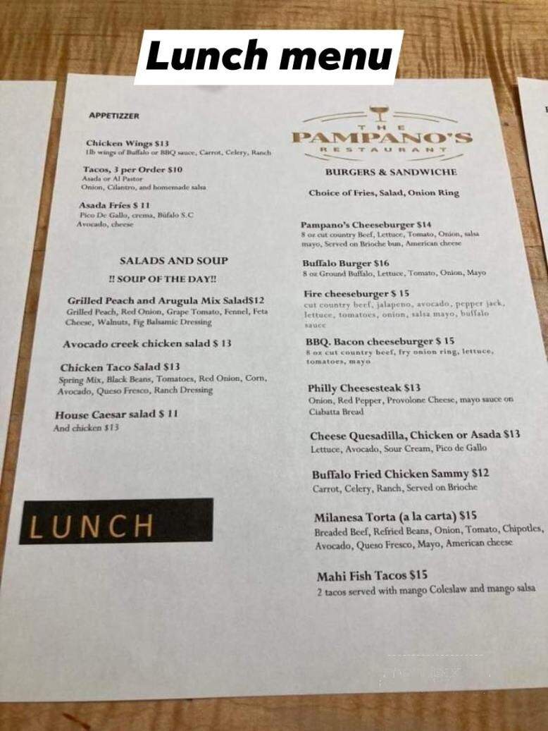 The Pampanos Restaurant - Victor, ID menu_pic