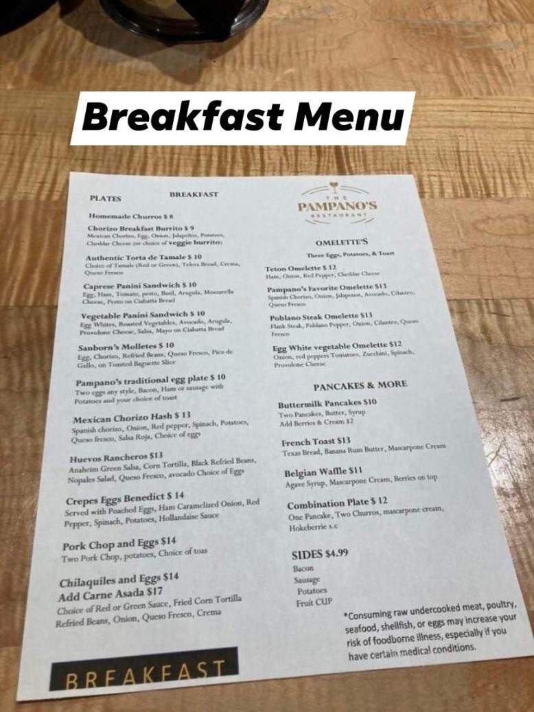 The Pampanos Restaurant - Victor, ID menu_pic