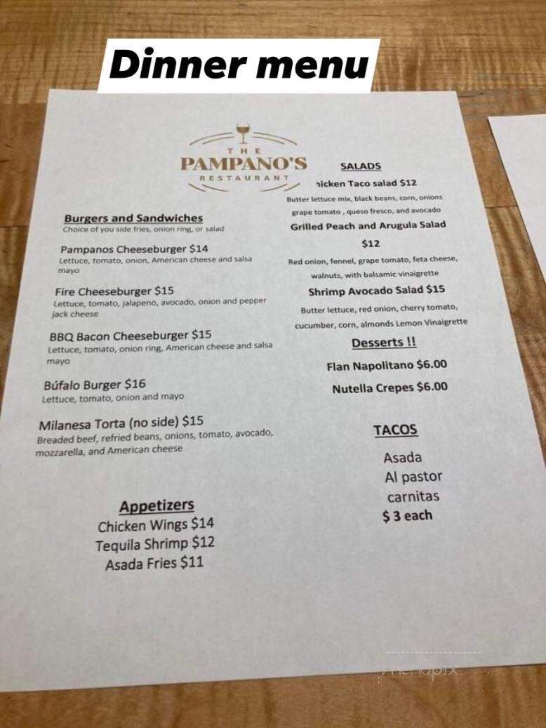 The Pampanos Restaurant - Victor, ID menu_pic