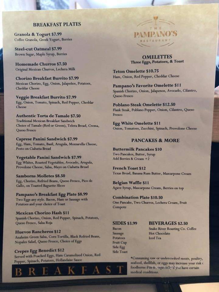 The Pampanos Restaurant - Victor, ID menu_pic