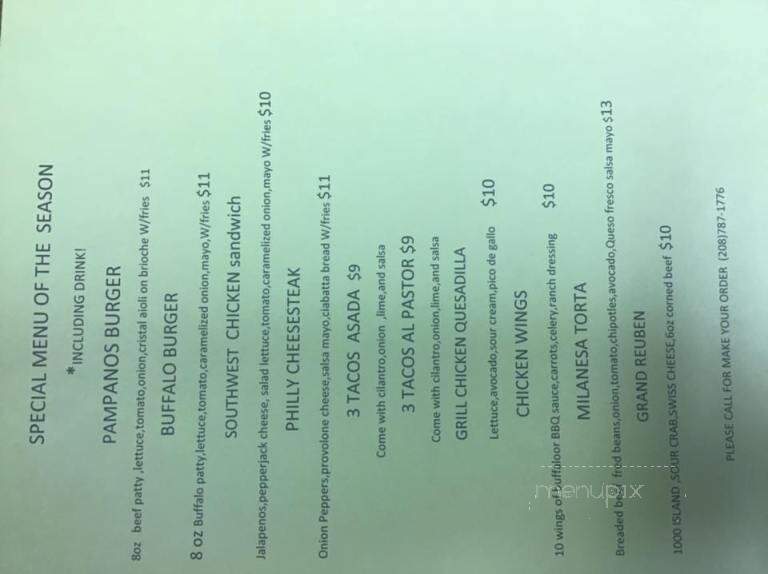 The Pampanos Restaurant - Victor, ID menu_pic