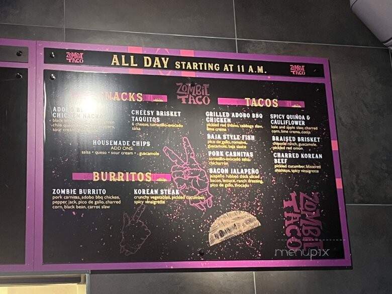 Zombie Taco - Louisville, KY menu_pic