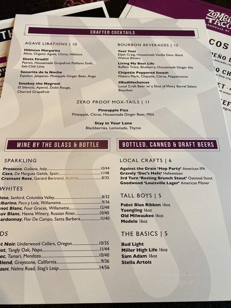 Zombie Taco - Louisville, KY menu_pic