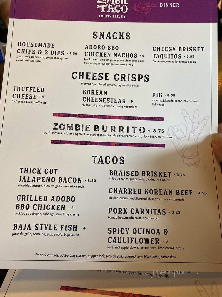 Zombie Taco - Louisville, KY menu_pic