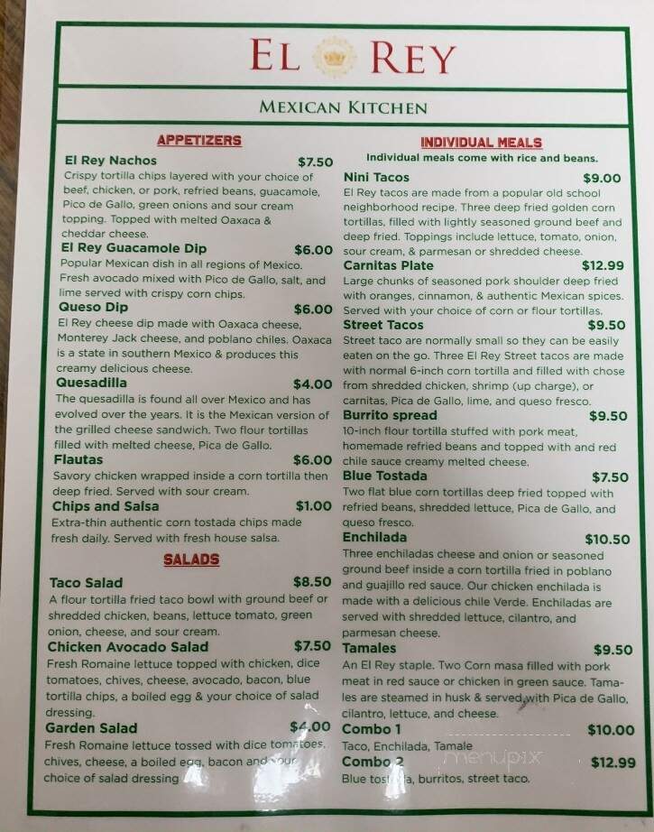 El Rey Mexican Kitchen - Trimble, MO menu_pic