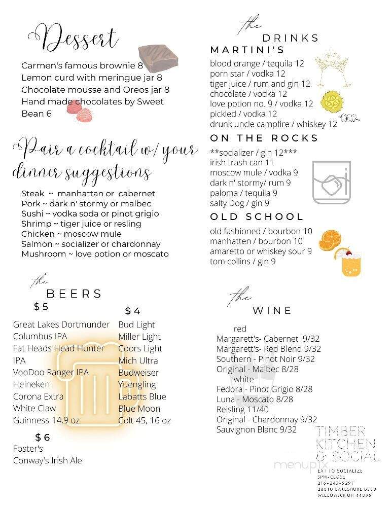 Timber Kitchen & Social - Willowick, OH menu_pic