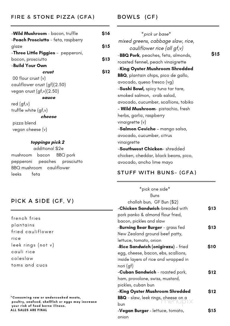 Timber Kitchen & Social - Willowick, OH menu_pic