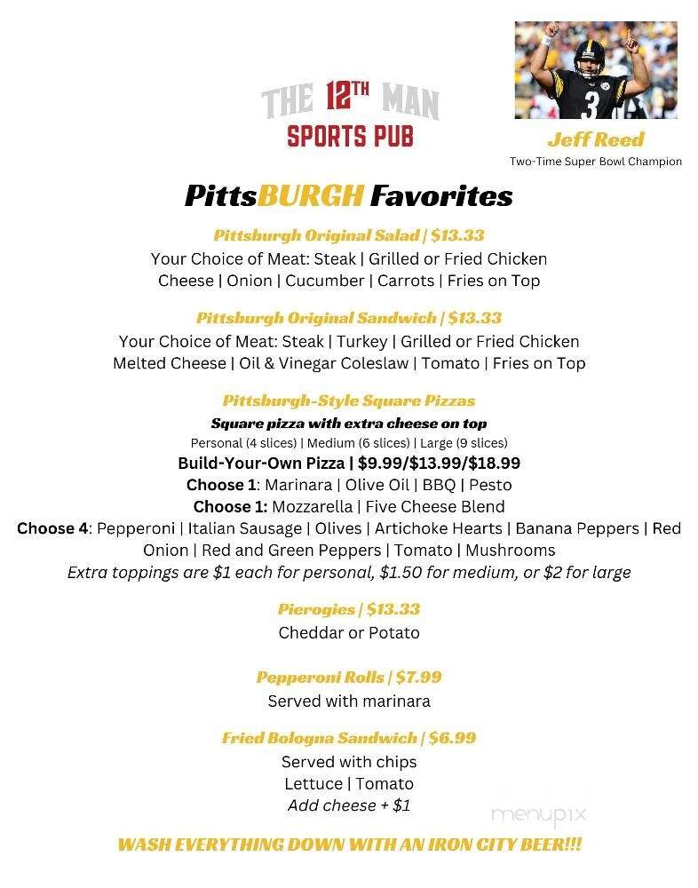 The 12th Man Sports Pub - Charlotte, NC menu_pic