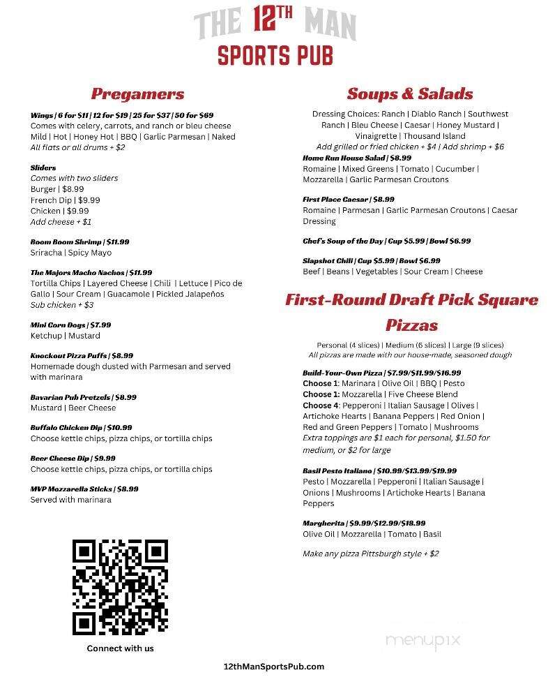 The 12th Man Sports Pub - Charlotte, NC menu_pic