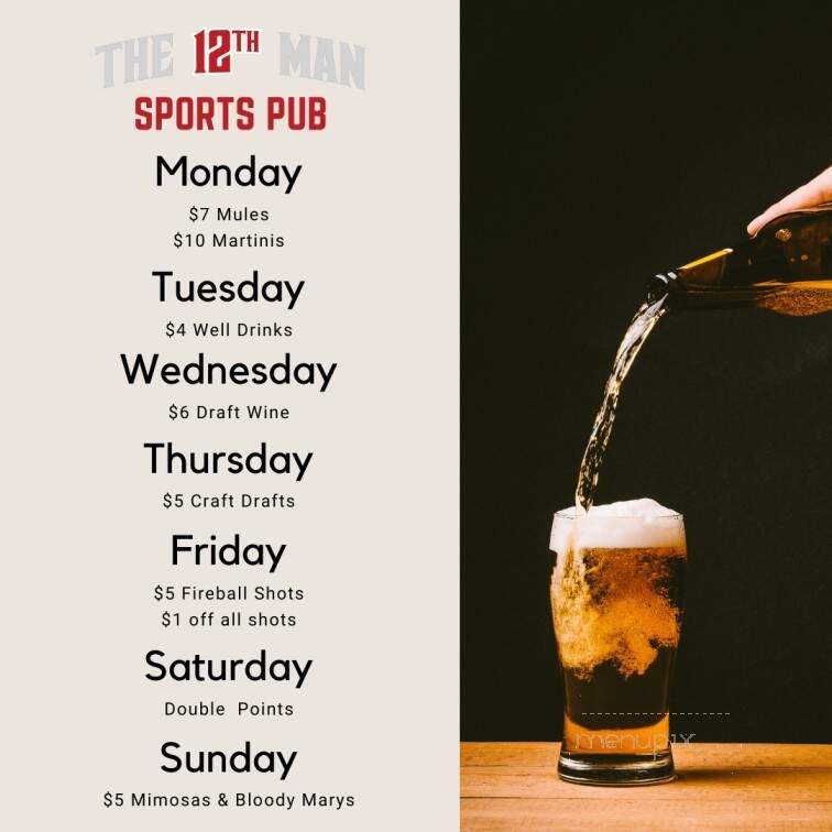 The 12th Man Sports Pub - Charlotte, NC menu_pic