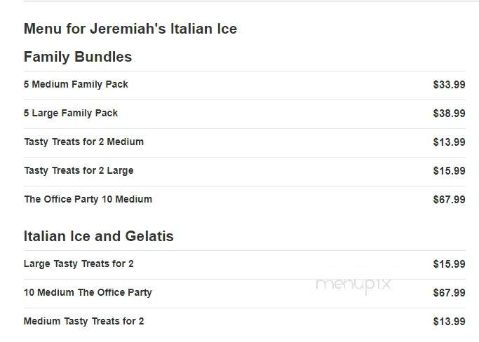 Jeremiah's Italian Ice - Greenville, SC menu_pic