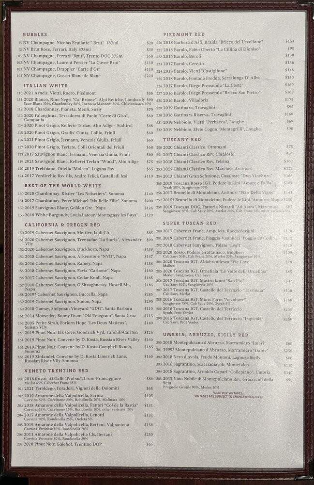Casa Pernoi - Birmingham, MI menu_pic