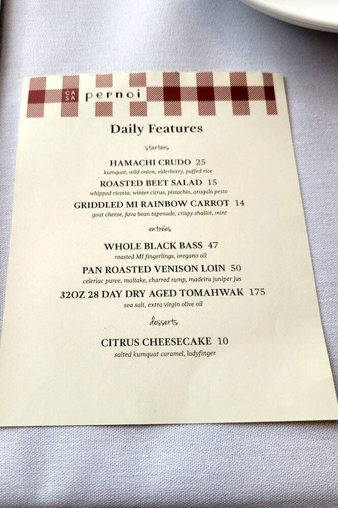 Casa Pernoi - Birmingham, MI menu_pic