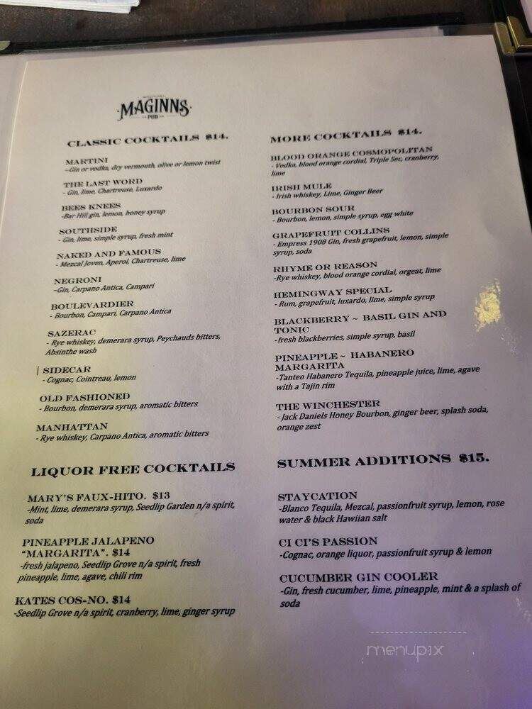 Maginns Pub - Santa Clarita, CA menu_pic