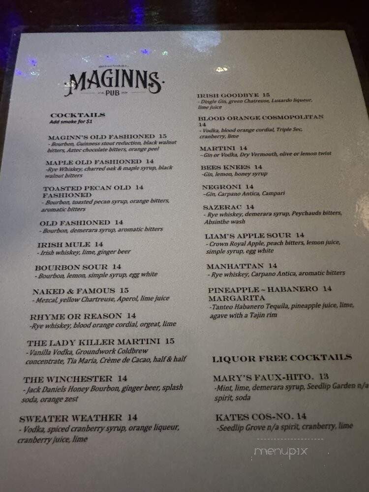 Maginns Pub - Santa Clarita, CA menu_pic