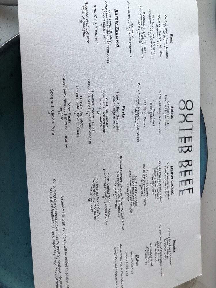 Outer Reef - Dana Point, CA menu_pic
