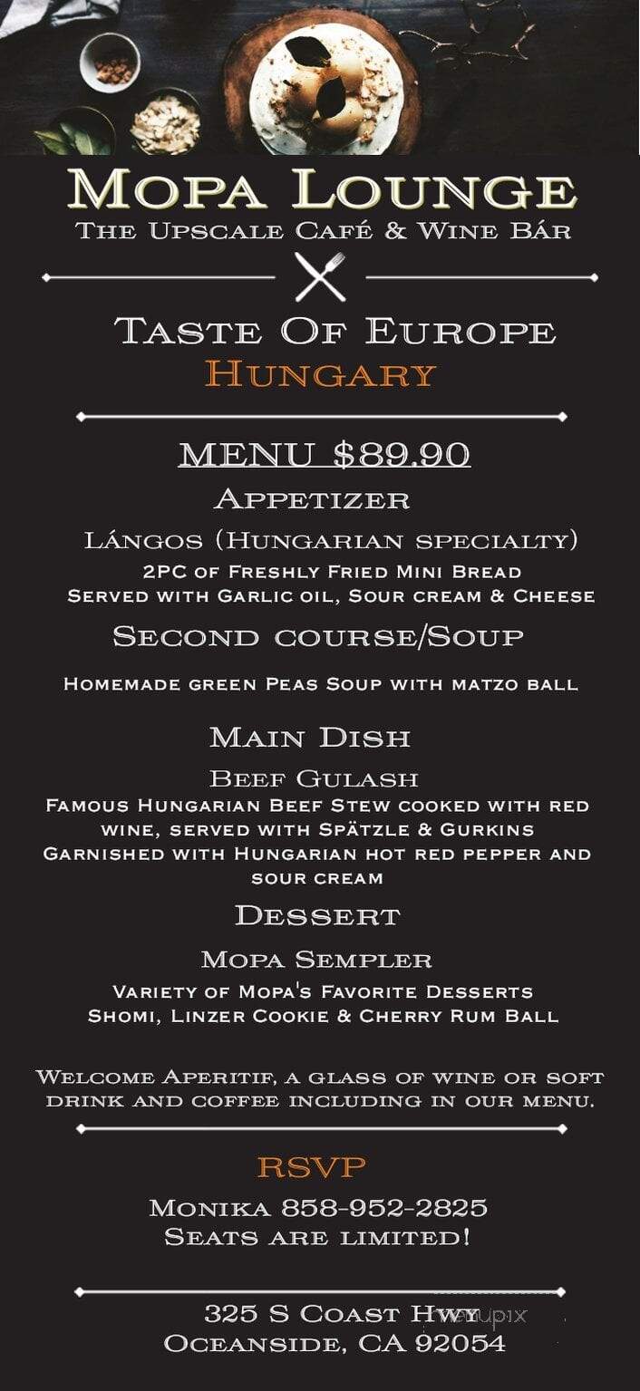Mopa Lounge - Oceanside, CA menu_pic