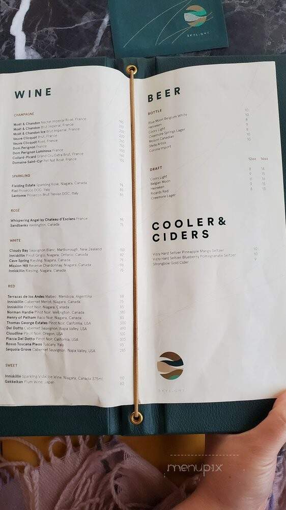 Skylight Rooftop Bar - Toronto, ON menu_pic
