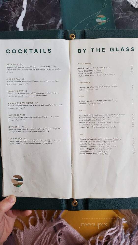 Skylight Rooftop Bar - Toronto, ON menu_pic