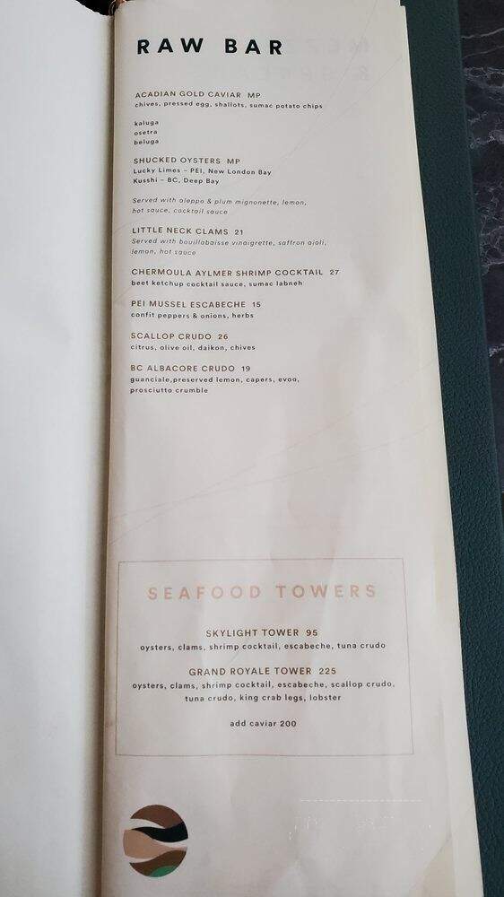 Skylight Rooftop Bar - Toronto, ON menu_pic